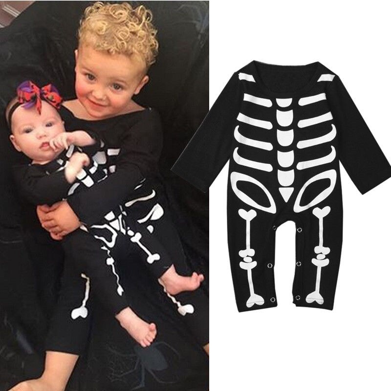 Baby Girl Partido Playsuit Bebê Recém-nascido Menino Macacão Crianças Roupas de Outono Criança Roupas Engraçadas do Dia Das Bruxas