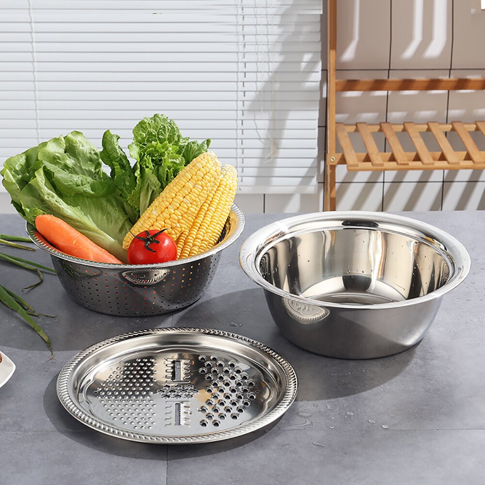 Multifunctional Creativity Stainless Steel Grater Basin Grater Food Drainer Vegetable Slicer Household Product Kitchen Accessory