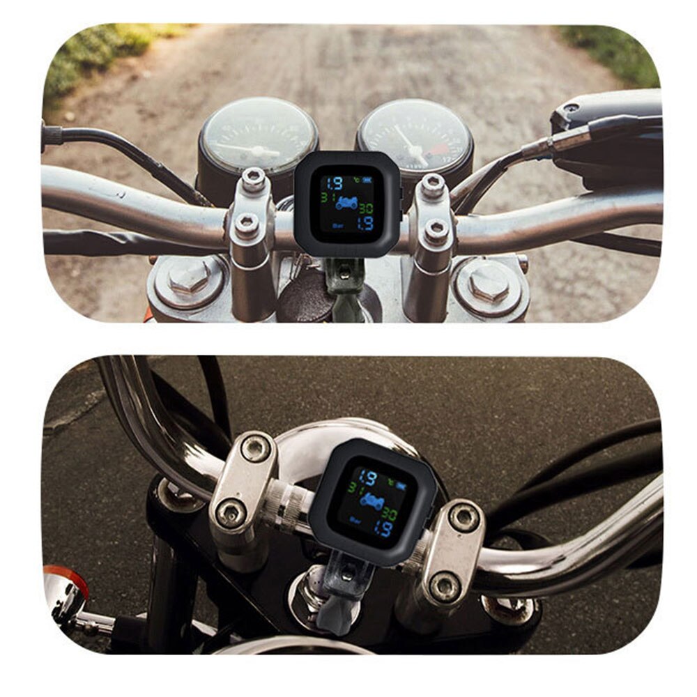 LCD Motorcycle Tpms Alarm Moto External Sensors Wireless Tyre Pressure Monitor System USB Bluetooth Mobile Phone APP Detection