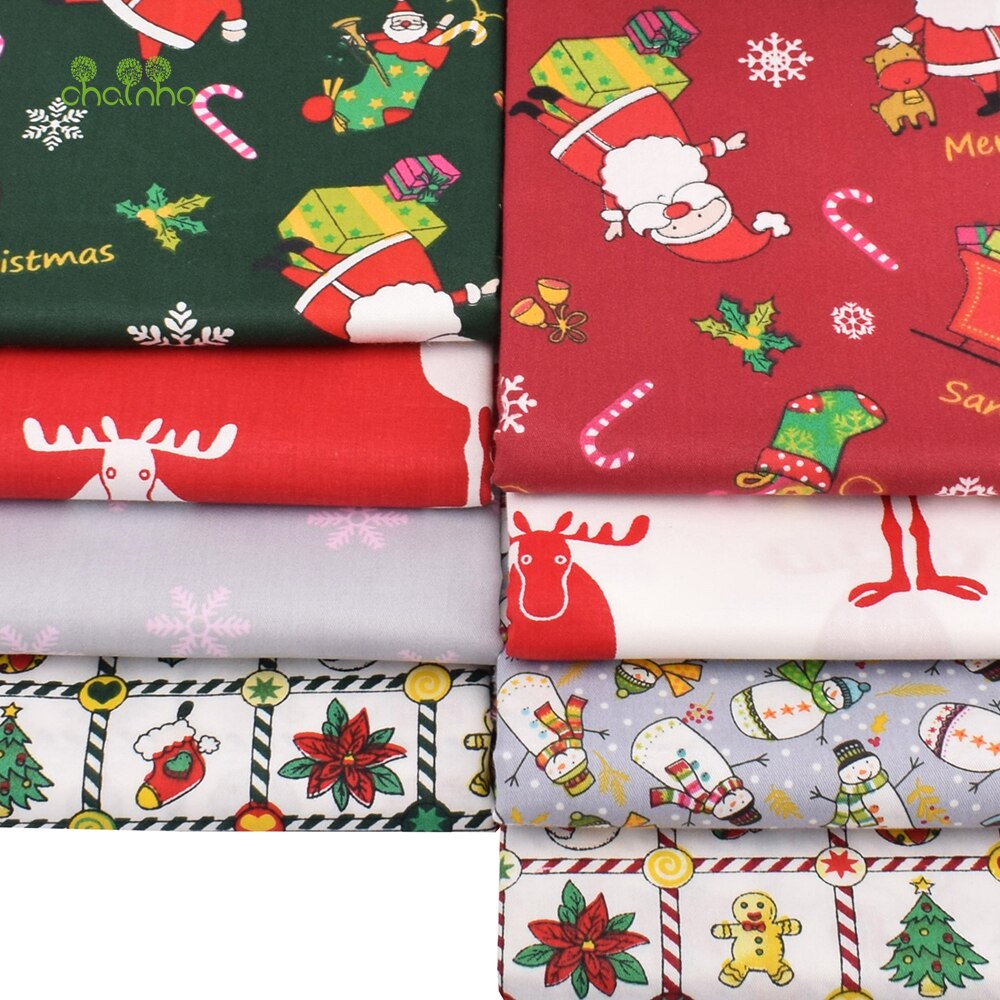 Chainho,8 Stks/partij, Kerst Serie, Gedrukt Twill Katoen Stof, Patchwork Doek, diy Naaien Quilten Materiaal Voor Baby & Kinderen