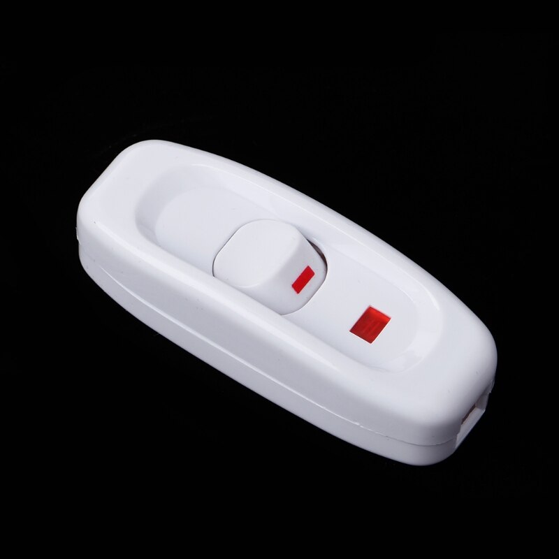 Compact White Plastic In-line Cord Light Lamp Switch 10A 250V with LED Indicator