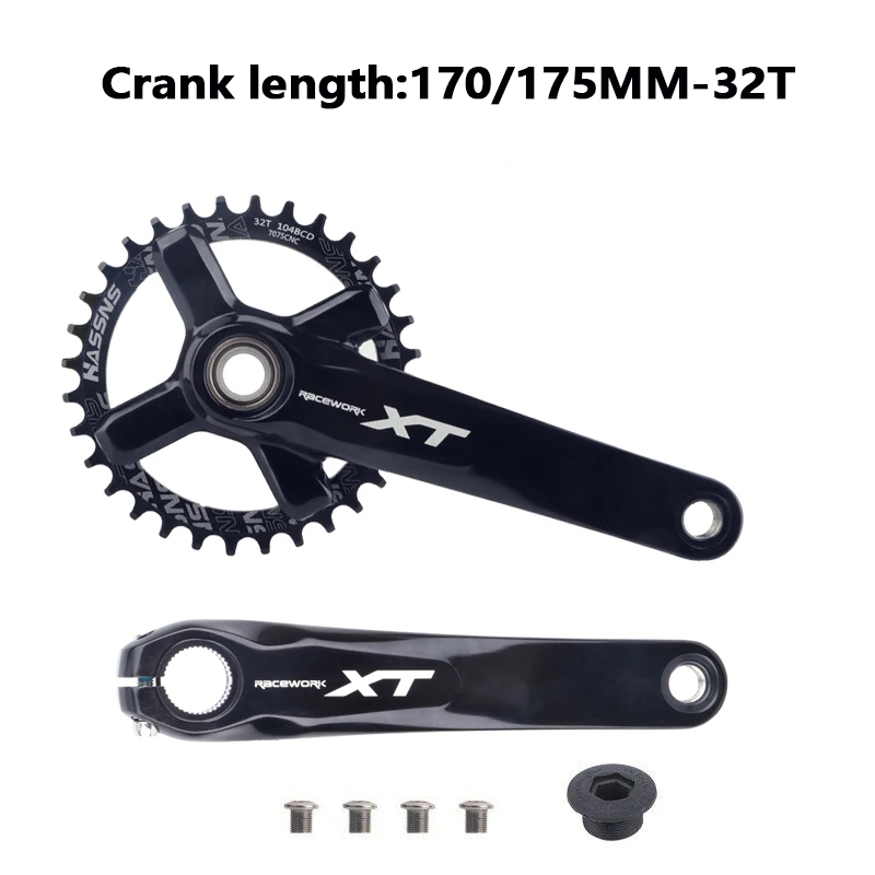 Mountain Bike Crankset 1x8/9/10/11/12Speed 170/175mm 32/34/36/38/40/42T Hollow four nails Chainring With Bottom Bracket BB68BB52: Red / 170mm
