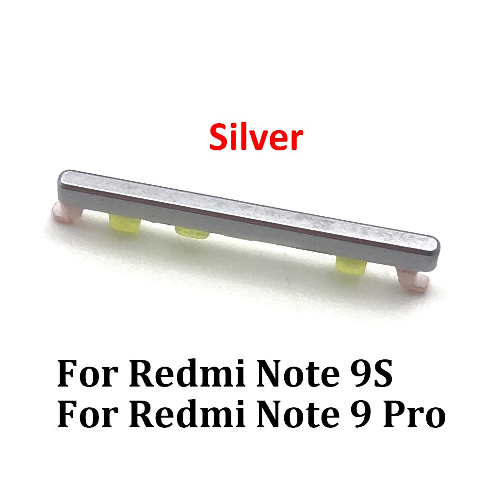 Botón de encendido y volumen para Xiaomi Redmi Note 9S 9 Pro, botón de encendido y apagado, reemplazo de tecla: silver