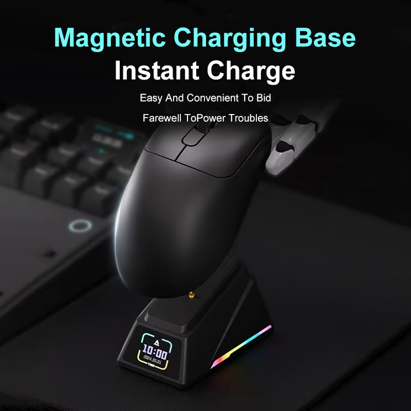 AJAZZ AJ179 APEX PAW3950 3000 DPI 8 Khz Draadloze Gaming Muis Rechtshandige Ergonomische Muis met RGB Magnetisch Scherm Oplaadstation