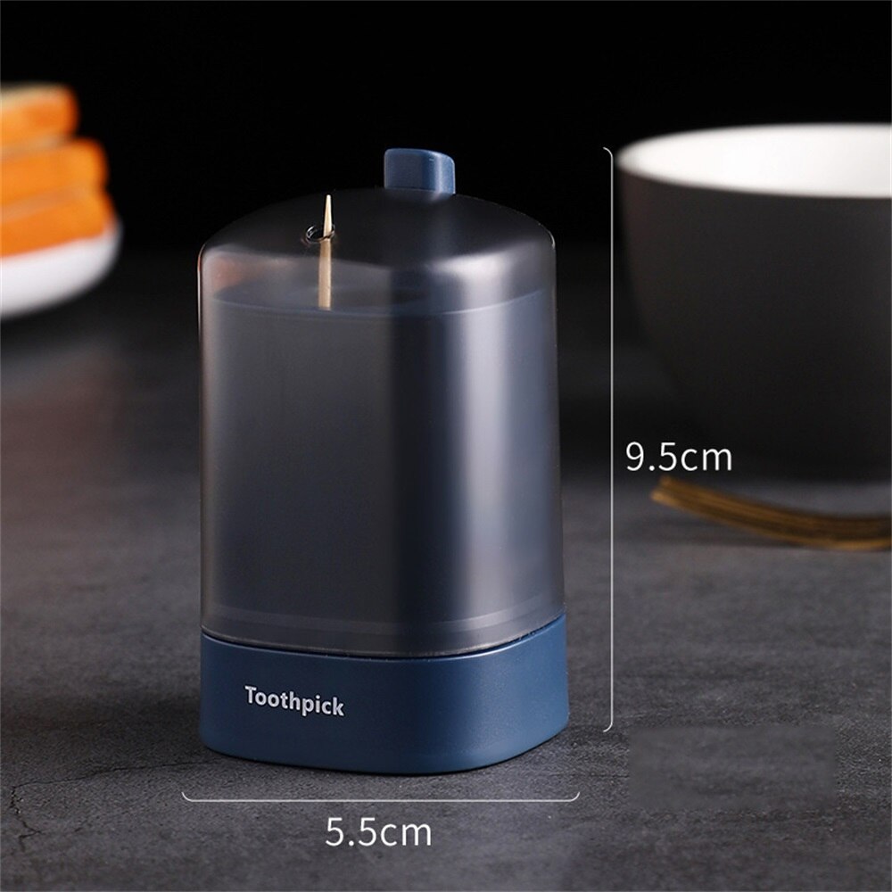 Automatische Pop-Up Tandenstoker Doos Draagbare Pop-Up Tandenstoker Houder Container Restaurant Keuken Tandenstokers Dispenser: Blauw