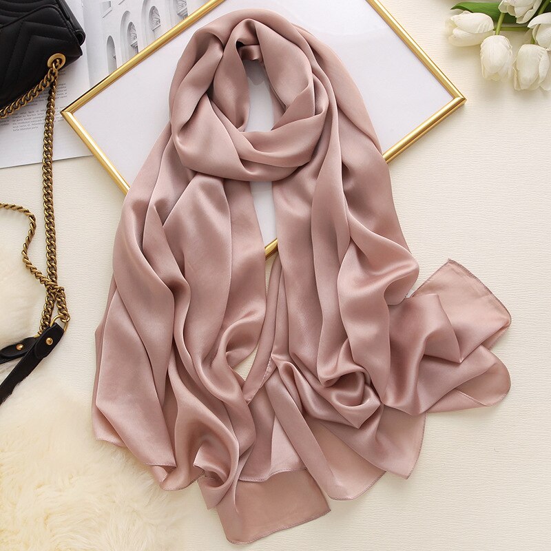 Châle en Polyester pour Femme noir | Écharpe Hijab solide, belle écharpe d'été en soie, châles et enveloppes longs de plage en mousseline: N4