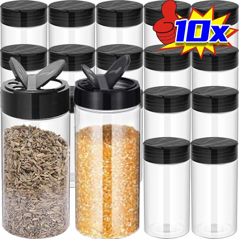 10/1PCS Clear Spice Bottle Seasoning Shaker Bottles Pepper Jar with Lid BBQ Condiment Dispenser Kitchen Powder Storage Container