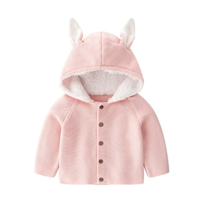 Pasgeboren Baby Jongen Meisje Katoen Hoodie Baby Waggel Kind Fleece Gebreide Jas Cartoon Warme Dikke Winter Uitloper Baby Kleding 3M-2Y: pink / 2T