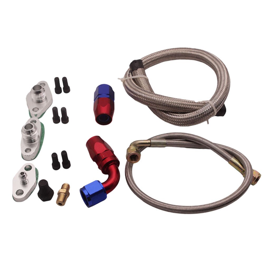 Single Turbo AN4 Oil Feed Line Kit Flange Kit For Toyota 1JZ/2JZ