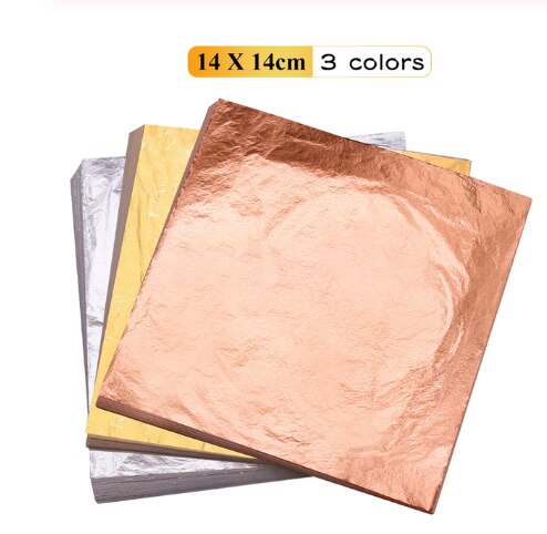 16 cm/14 cm 100 stks/pak Imitatie Bladgoud Papier Goudfolie Vellen Vergulden Koperfolie voor Kunst ambachten Schilderen Zilverfolie: plum