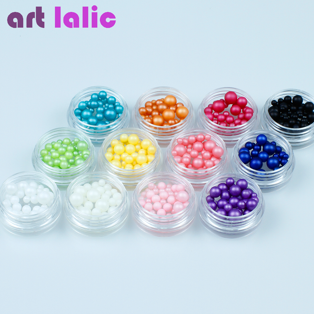 Artlalic 12 Kleuren Matte Ronde Mermaid Kralen Van Nagels Manicure Parels Nail Art Decoraties Kerstcadeaus