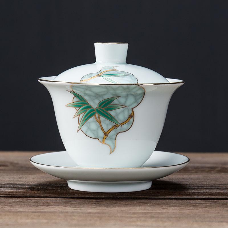 200ml kinesiske traditionelle gaiwan terrin kungfu te kopper porcelæn te skål håndmalet te sæt rejse te tilbehør: 1