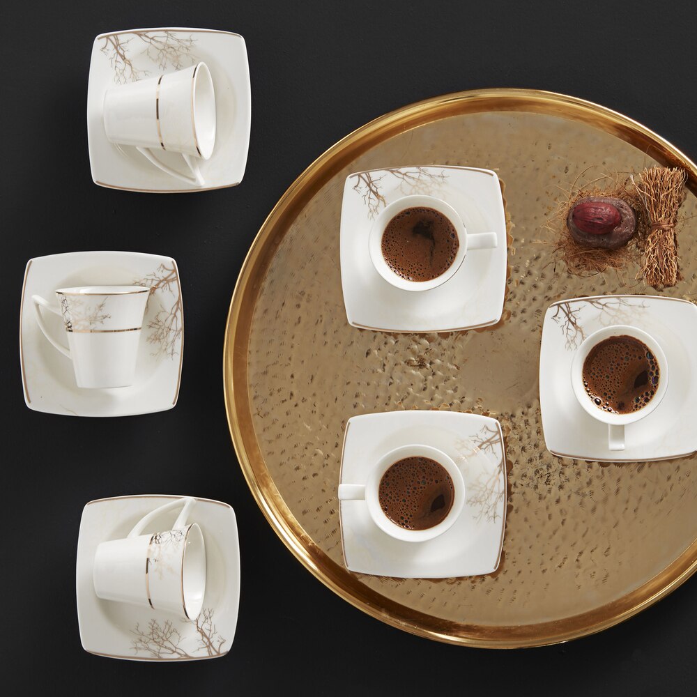 SET of 6 Turkish Coffee Porcelain Cups Traditional Ceramic Espresso Mugs Home Decor Demistasse Türk Kahvesi Fincan Seti: (K-1) 6 PCS Set