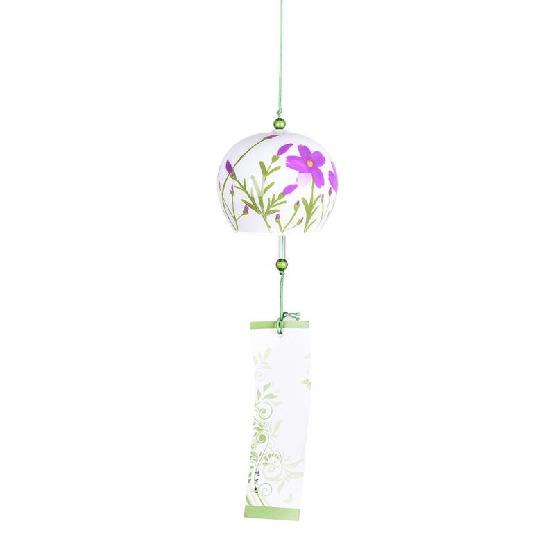 Campanilla de viento de cristal de estilo japonés, colgante artesanal Sakura, de flores de cerezo, colgantes de campana de viento, adornos de decoración para jardín y oficina: A13