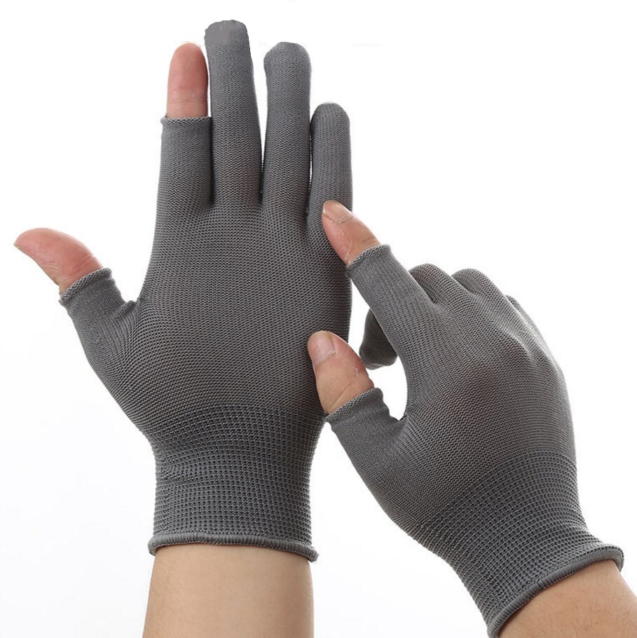 Atmungsaktive Anti-Schleudern Gel Touchscreen Handschuhe Sommer Dünne Reiten/Fahren/Bergsteiger Handgelenk Handschuhe Männer Frauen Sport lauf: zwei Finger grau