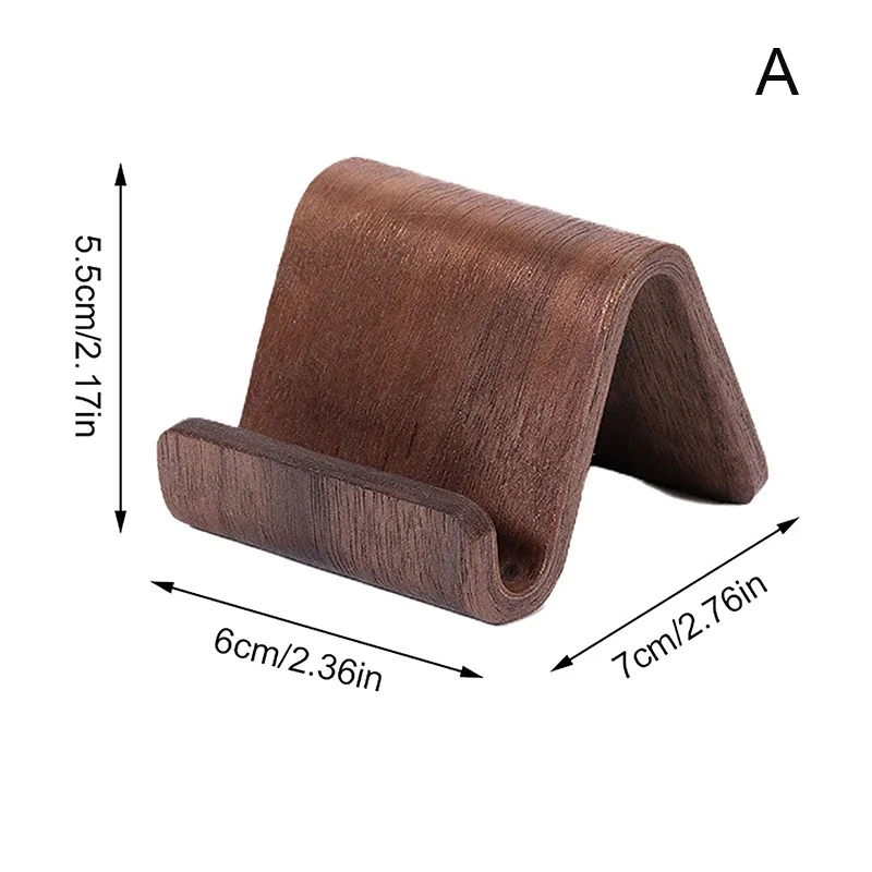 Massivt træ telefonholder stativ mobil smartphone støtte tablet stativ skrivebord mobiltelefonholder stativ bærbar mobilholder: Sort