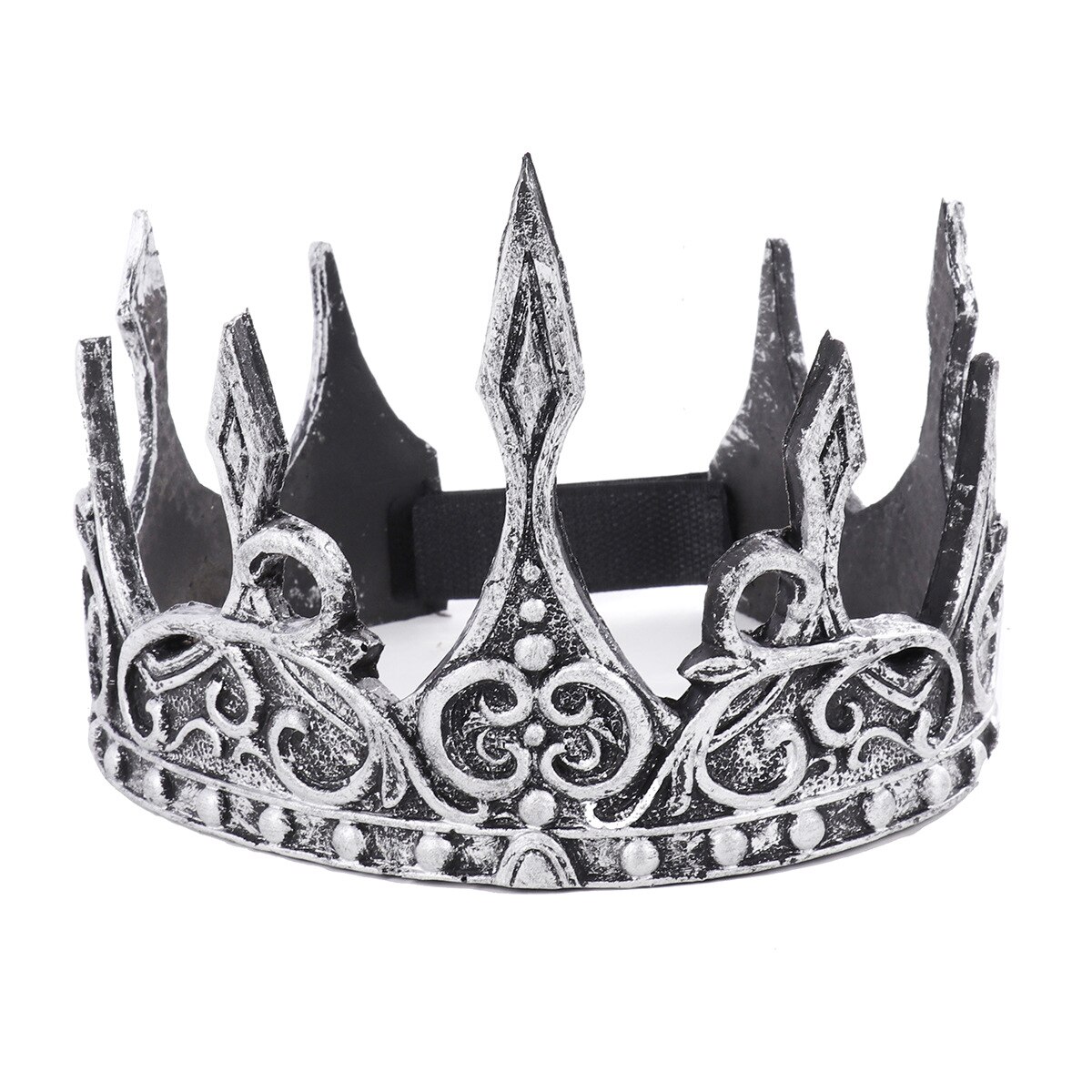 PU Foam 3D Medieval Kings Crown Medieval Royal King Tiaras Crown Headwear Ancient Headdress Viking King Dress Up Party Decor: Silver