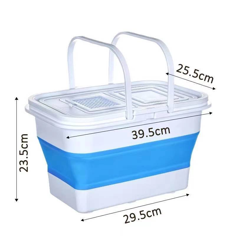 RQNQ 1Pcs 2021New 13L Multifunctional Silicone Folding Bucket, Silicone Fishing Bucket With Lid, Foldable Laundry Bucket: YT2-04