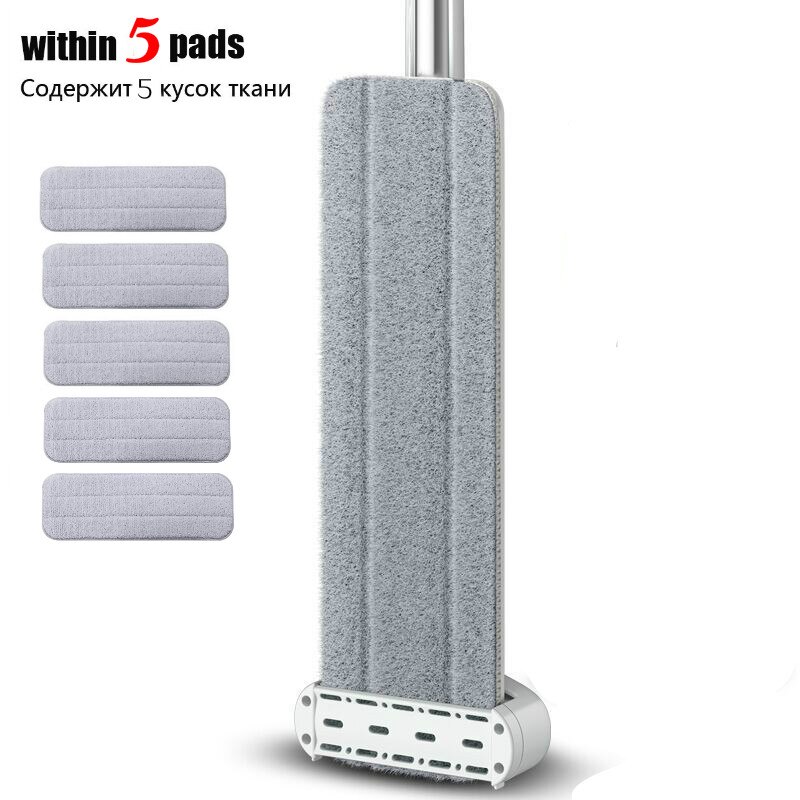 Vadrouille essoreuse pour le nettoyage des sols serpillière Xiaomi nettoyant pour sol outil de nettoyage des carreaux vadrouilles paresseux la foudre offre un Type coulissant: 1 mop within 5 pads