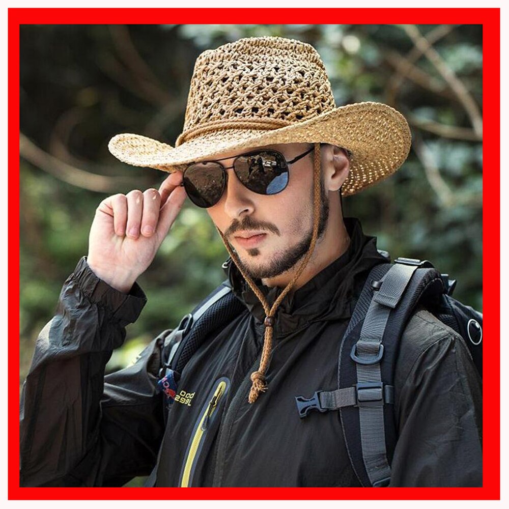 Fait main Hommes D'été De Paille Toquilla Chapeau de Cowboy Pour Homme Rouleau Bord Boater Papa Panama Chapeau de Jazz