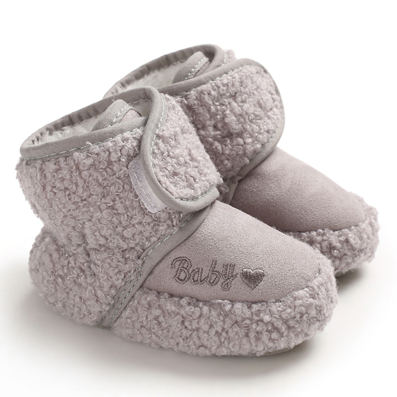 2021 scarpe da neonato per bambini stivaletti caldi invernali neonate stivaletti in cotone con punta tonda stivali da neve per ragazzi scarpe morbide di moda: Gray / 0-6 mesi