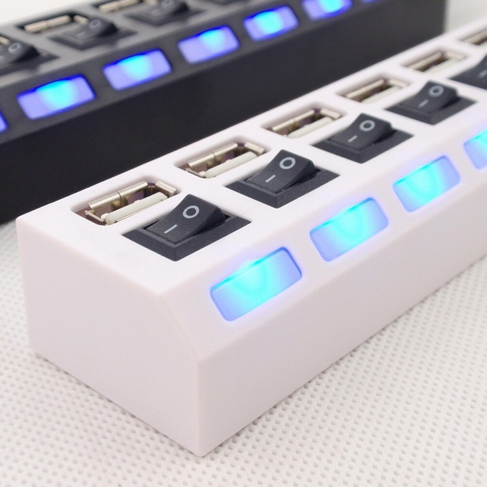 7 Ports Usb Hub LED USB High Speed 480 Mbps Adapter USB Hub With Power On Off Switch For PC Laptop Computer PC Laptop With ON/OF