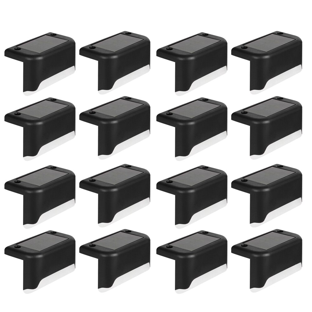 16 stücke Solar- Treppen Lampe Solar- Pfad Lichter 600MAH Ni-Mh Batterie IP65 Wasserdichte draussen Garten Lampe Für Weg Garten terrasse Treppen: 16Stck Schwarz Hülse / warm Weiß