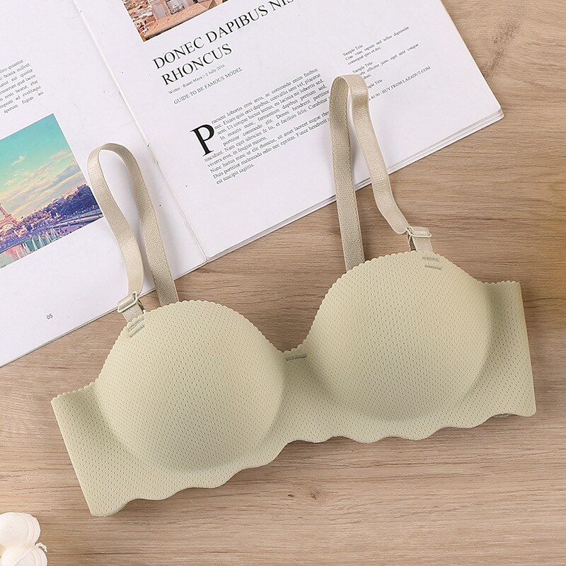 8 Colors Sexy Women Bras Solid Seamless Underwear Adjustable Push Up Wire Free Bralette Soft Female Breathable Lingerie: Grass green