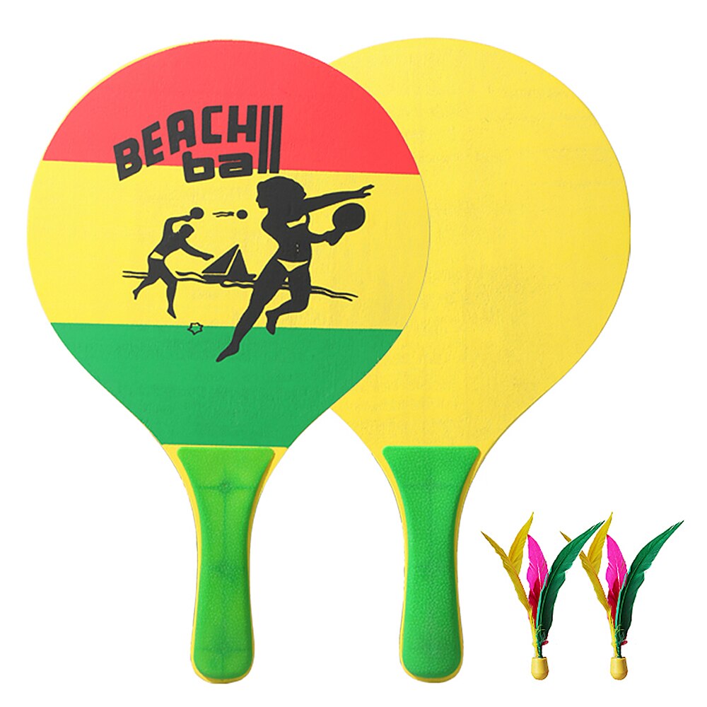 Fun Cricket Badminton Racket 7MM Big Badminton Racket Seven Layers of High-grade Poplar Wood Beach Racket With 2 Balls Indoor: color2