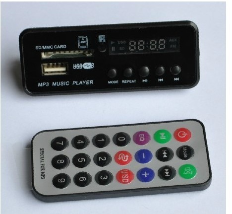 ! 1pcs mp3 decoder module with remote display radio FM ,can use 12V or 5V