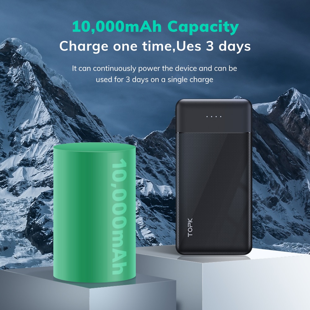 Topk Power Bank 10000Mah Met Telefoon Houder Draagbare Oplader Powerbank Externe Batterij Poverbank Voor Iphone 12 Pro Max Xiaomi mi