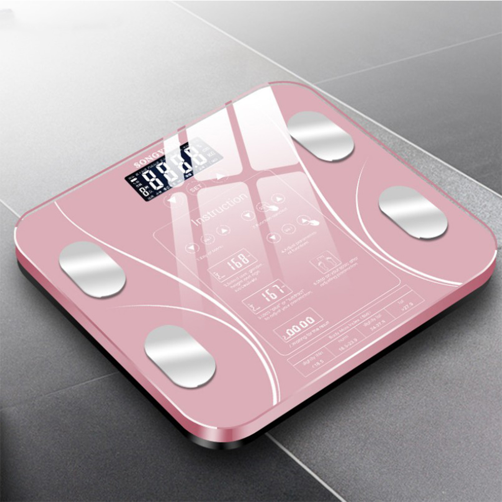 15 Datas Body Fat Scale BMI Scale Smart Electronic ​Scales LED Digital Bathroom Weight Scale Balance Body Composition Analyzer: Pink