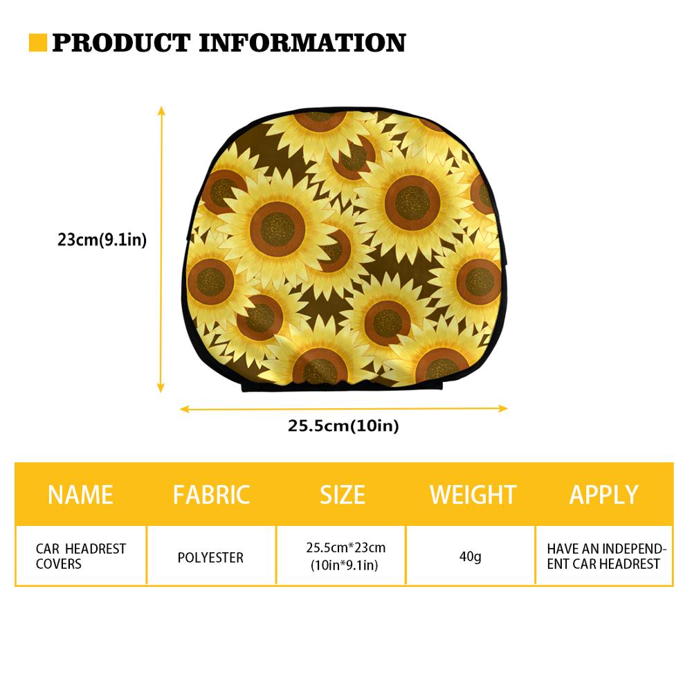 INSTANTARTS Day of Dead Car Seat Headrest Covers Sugar Skull Pattern Breathable Protective Rest Cushion Covers Universal