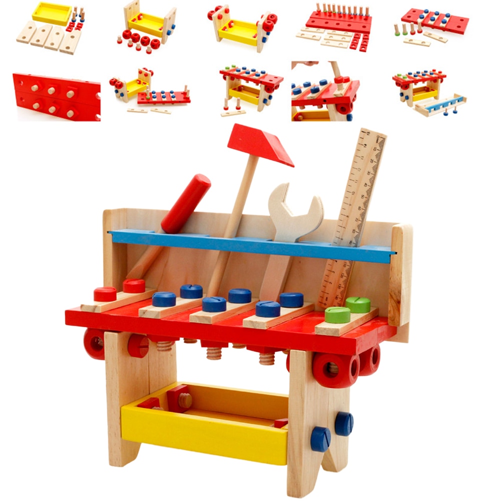 Børnesæt ingeniør pædagogisk trælegetøj foregive leg kid skruenøgle arbejdsværktøj sæt skruetrækker skala