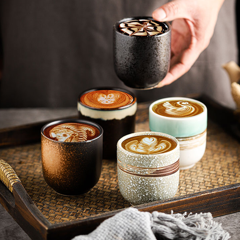 Tazas de café de cerámica de 200ml, taza de té de cerveza, vaso de cristal para whisky, Taza de cerámica para Latte, café especializado