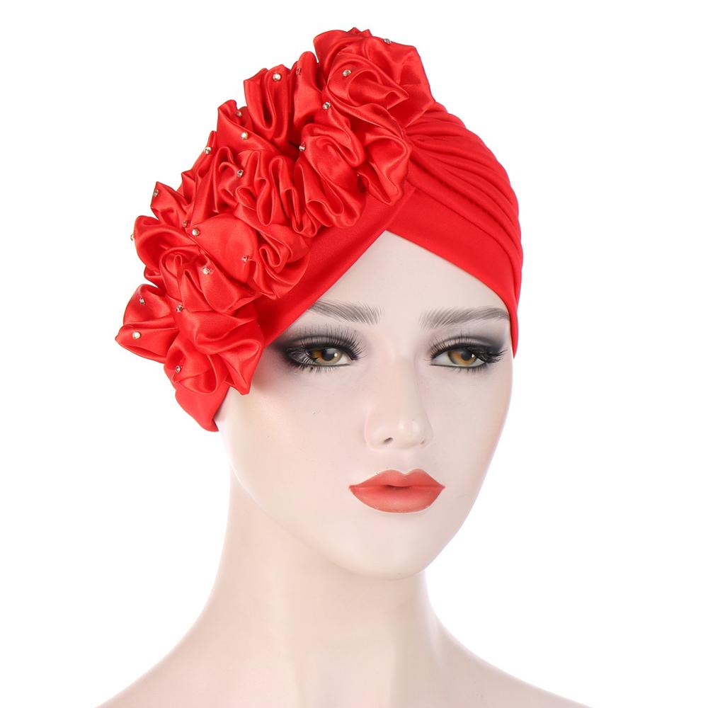 Grote Bloemen Tulbanden Voor Vrouwen Stretchy Hoofddoek Motorkap Moslim Head Wrap Cap Dames Beanie Hoed Haaraccessoires Chemo Caps: 11