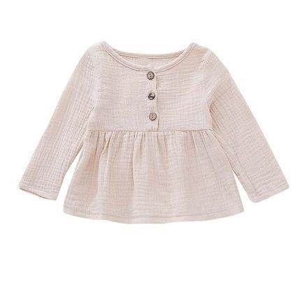 Herfst Winter Baby Meisje Kleding Ruffle Lange Mouwen Baby T-shirts Effen Kleur 100% Katoen Soft Tee Tops Kinderen Baby Kleding: Beige / 12m