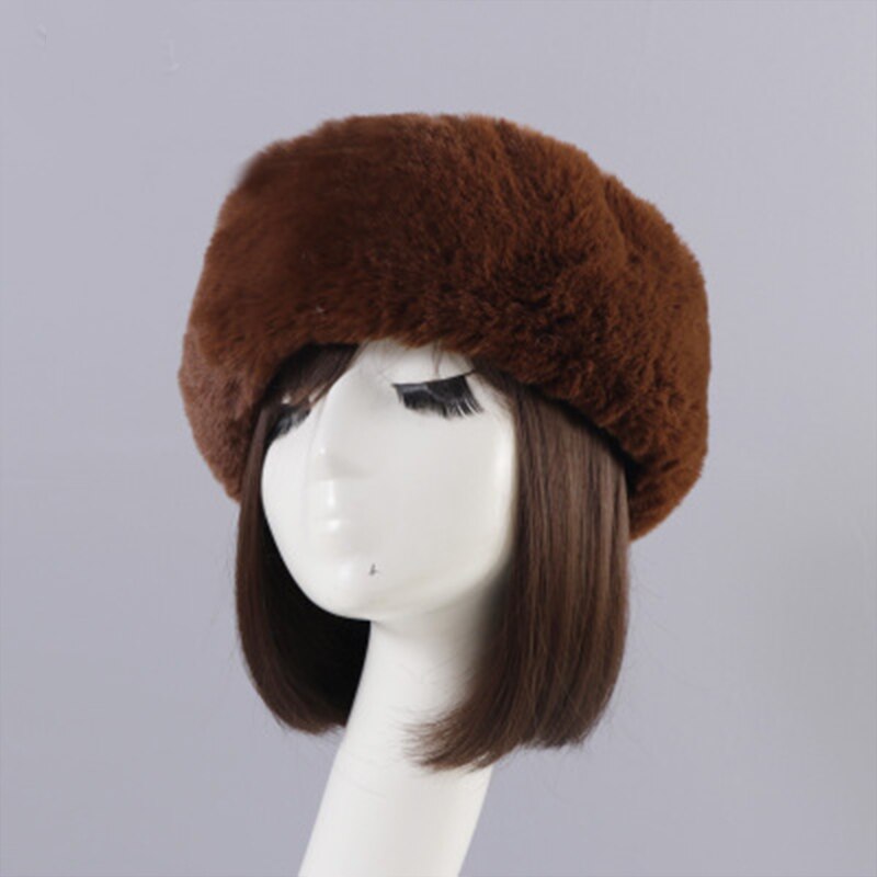 Femmes hiver fausse fourrure plus casquette russe pour les filles de épais moelleux vide haut russe casquette automne oreillette en plein air Ski chapeaux: 11