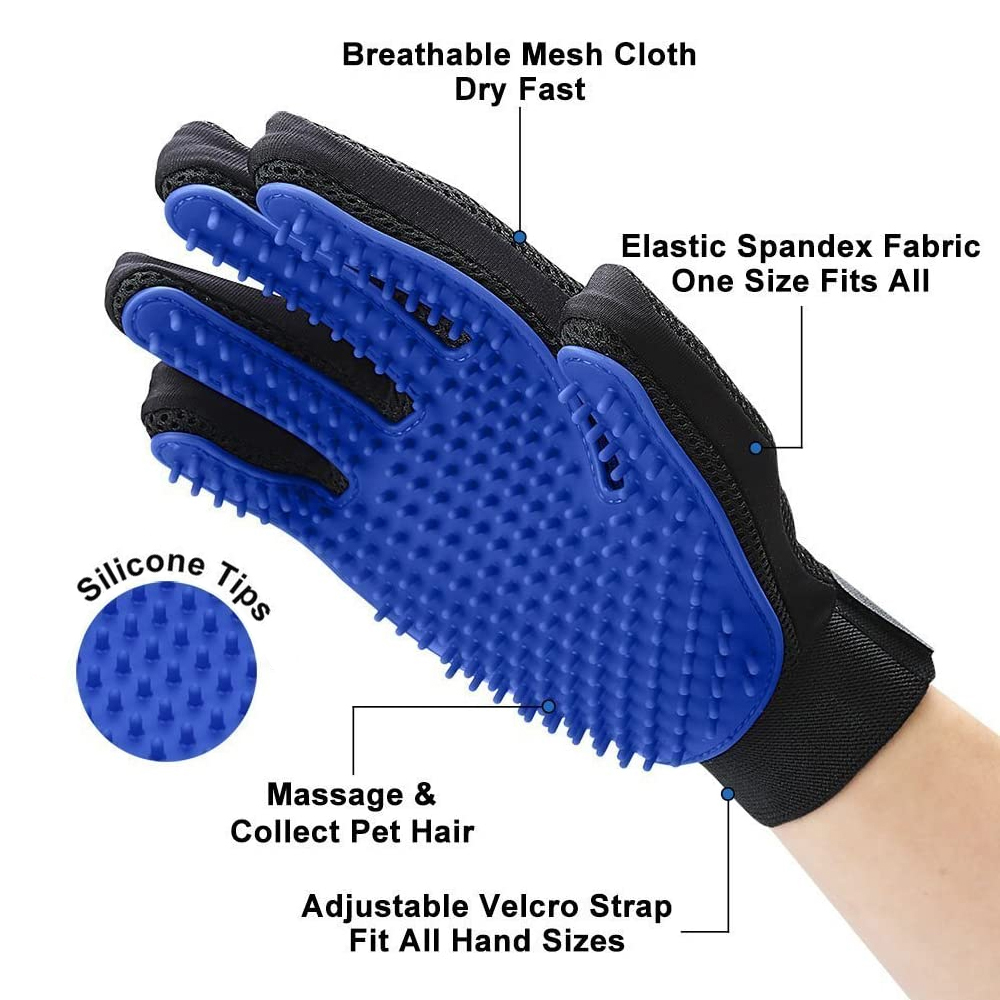 Guantes de goma para mascotas, guante de Aseo para perros y gatos, removedor de pelo de animales, cepillo rascador para masaje de peinado