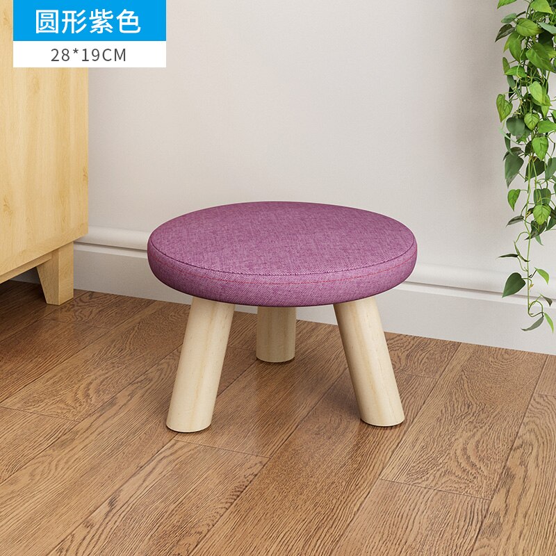 Tissus tabouret rond en bois maison adulte enfants canapé petite chaise basse poufs moderne changement chaussures banc: 17