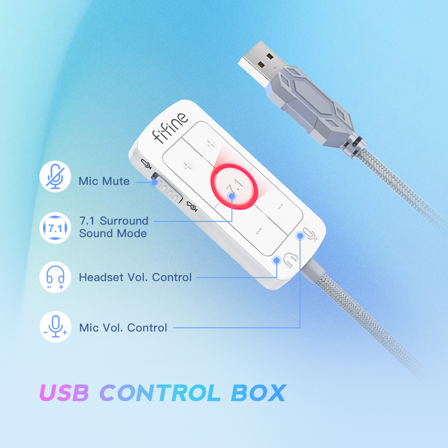 Zestaw słuchawkowy FIFINE USB do gier z dźwiękiem przestrzennym 7.1/gniazdem 3,5 mm/mikrofonem, przewodowe słuchawki nauszne do komputera PC PS4/5 Xbox Ampligame H9W