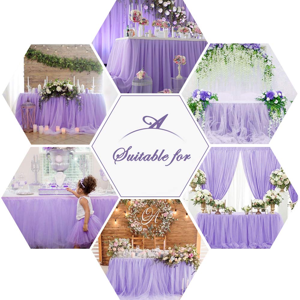 Tyll mesh bord skjørt dekke bursdag bryllup festlig fest dekor bordduk