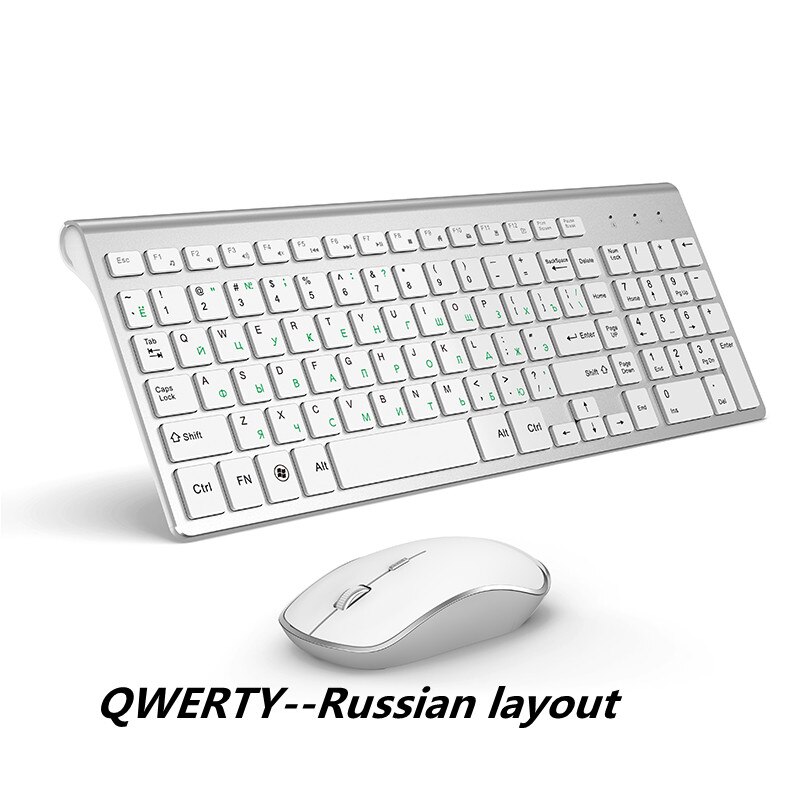 Wireless Keyboard Mouse,Full Size With Numeric Keys。Compatible with IMac Mac PC Laptop Tablet Computer Windows (Silver White): R U  Silver White