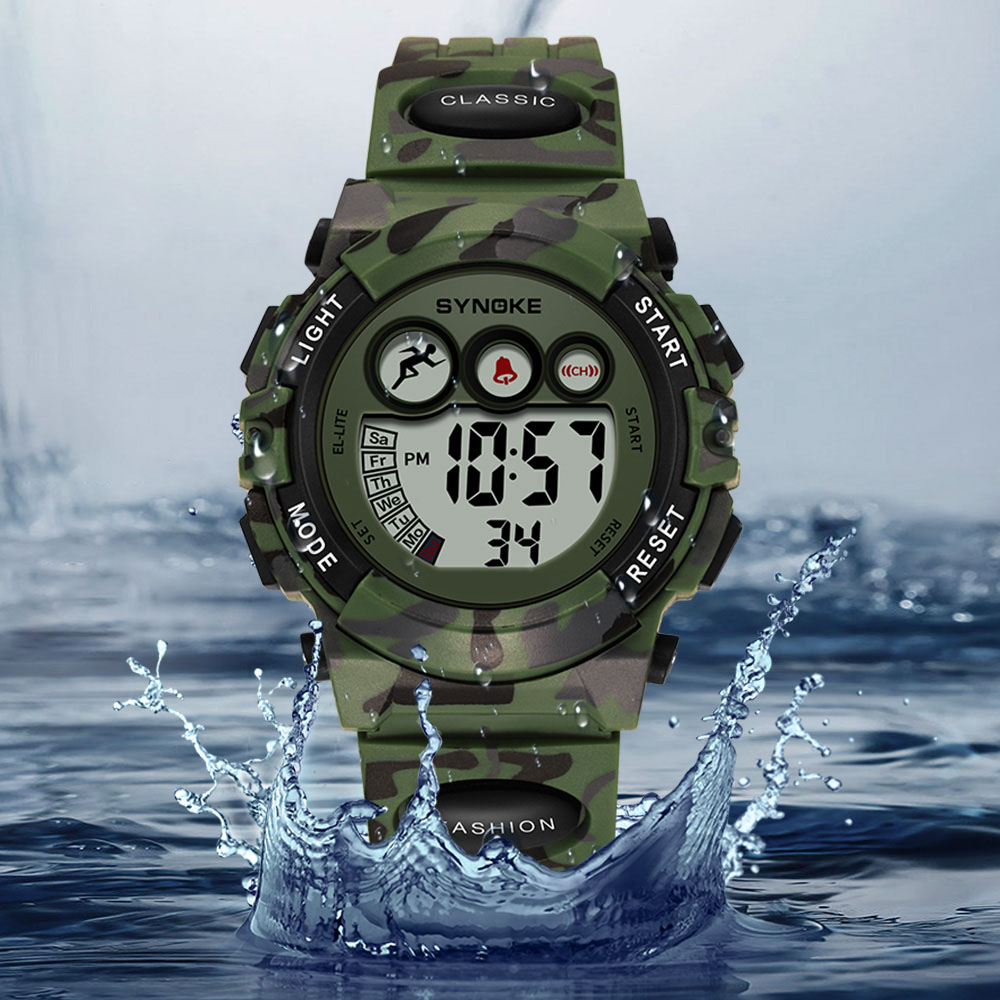 SYNOKE Student Sporthorloges voor kinderen Kleurrijke elektronische horloges 50M waterdichte klok Kinderen digitaal horloge voor jongens meisjes