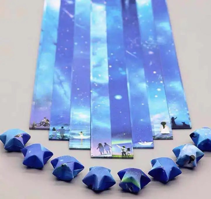 136 Outer Space Sky Origami Stars Paper Lucky Kawaii Star 8 Different Designs Decoration Folding Paper for Origami Arts Crafting: Dark Khaki