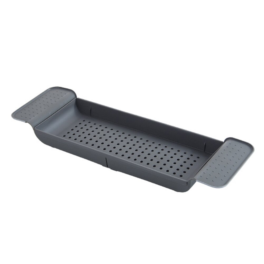 Estante para bañera extensible ajustable, organizador de Caddy, bandeja de plástico para bañera para libro/vino/teléfono/fruta: Grey
