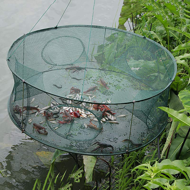 Trampa de red de pesca automática forma redonda duradera abierta para cangrejo langosta YS-BUY