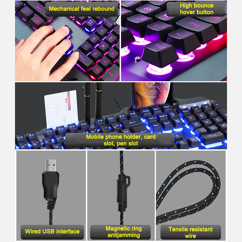2025 618 teclado PRO klawiatura do gier podświetlenie LED RGB Plug And Play biała/czarna klawiatura ergonomiczna konstrukcja wodoodporne klawisze