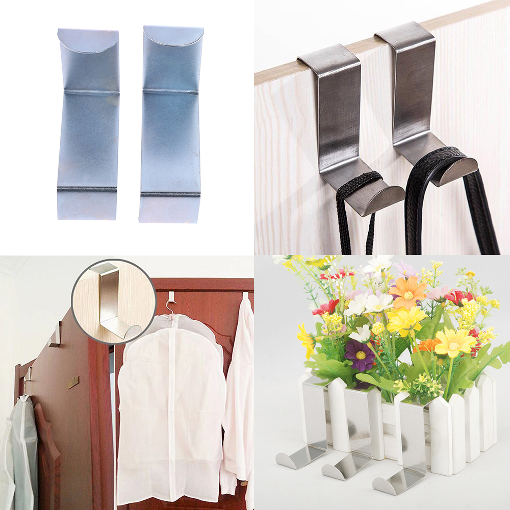 Gancho de acero inoxidable en forma de Z para colgar en la puerta, colgador de ropa para armario, organizador de cocina, soporte para decoración del hogar, 2 piezas
