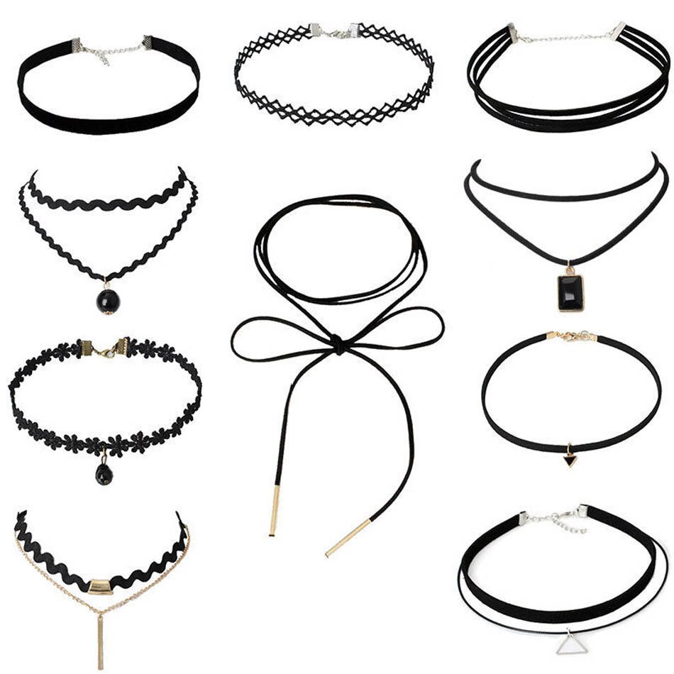 Women Lace Fiashion Choker 1 pc 4 pcs 6 pcs 8 pcs 10 pcs Lady Girl Necklace Bithday: 10 pcs